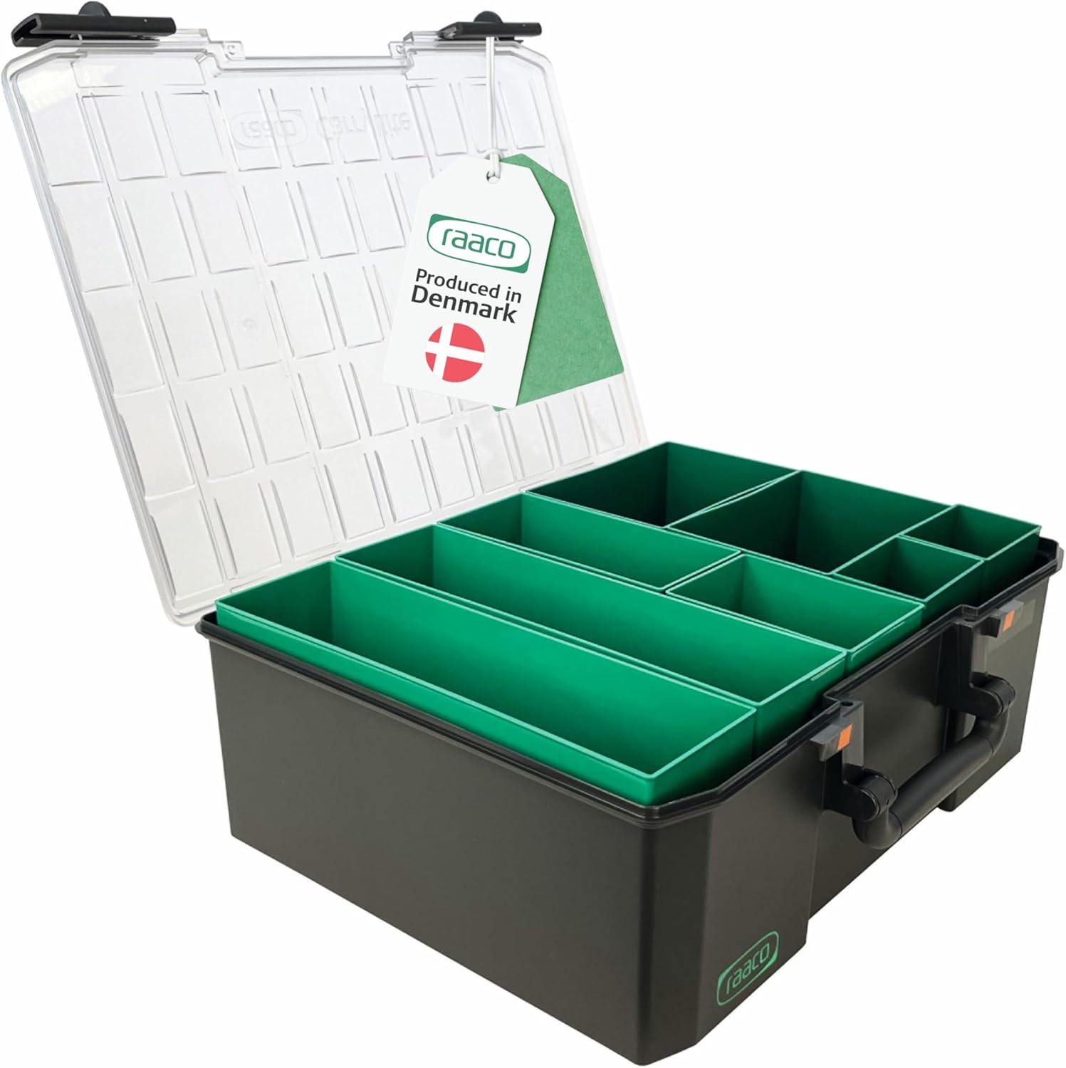raaco CarryLite 150 5×10-8: Premium Storage Box for Workshop, 8 Compartments, 20 kg Capacity, Secure Storage, Portable, 33 x 41.4 x 14.8 cm, Screw Box, Empty Tool Box