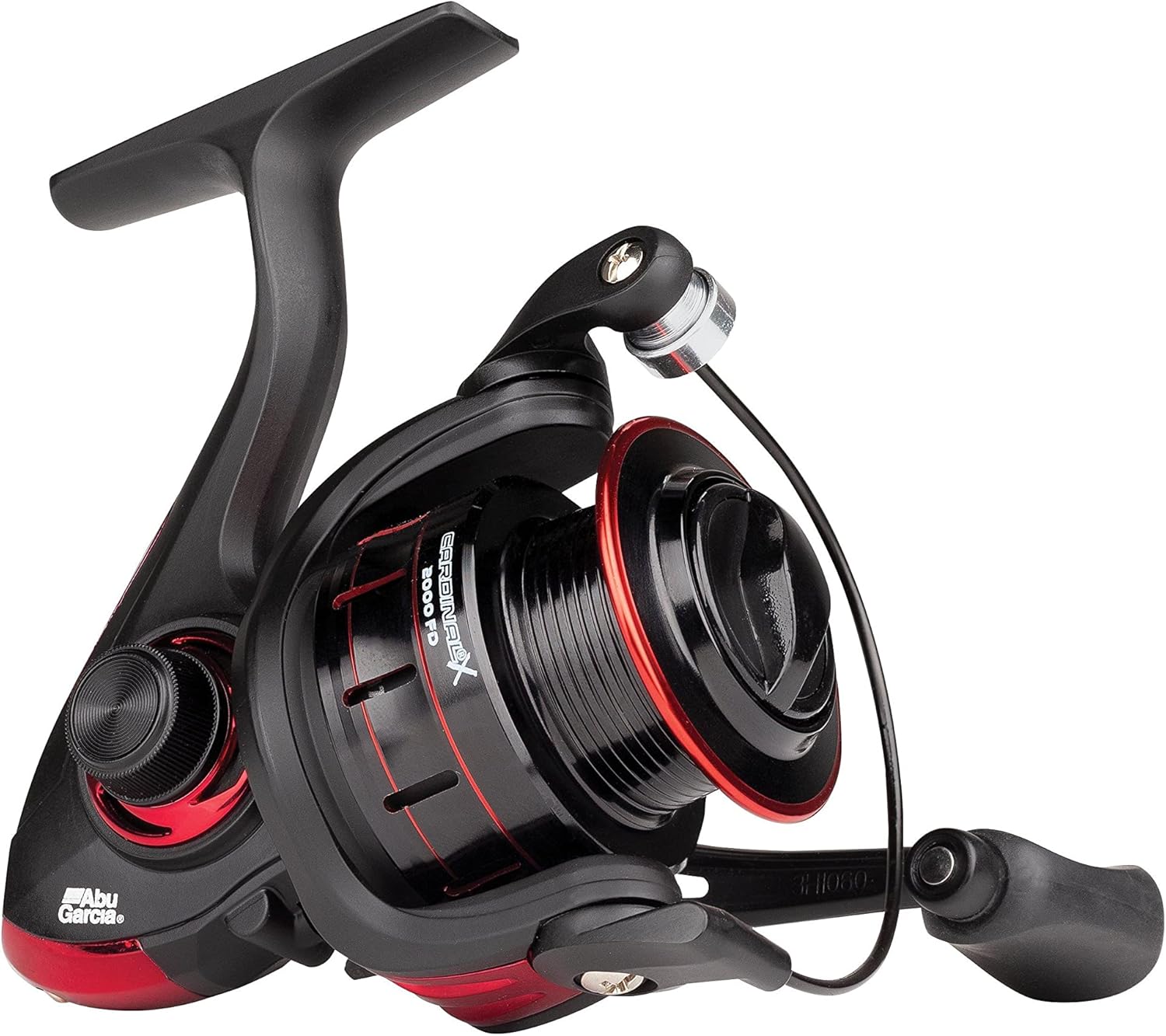 Abu Garcia Cardinal X Spinning Reel, Free Spool Fishing Reel for Lure Fishing – Trout, Perch, Pike, Salmon, Strong and Lightweight, Aluminum Black and Red, Multiple Sizes